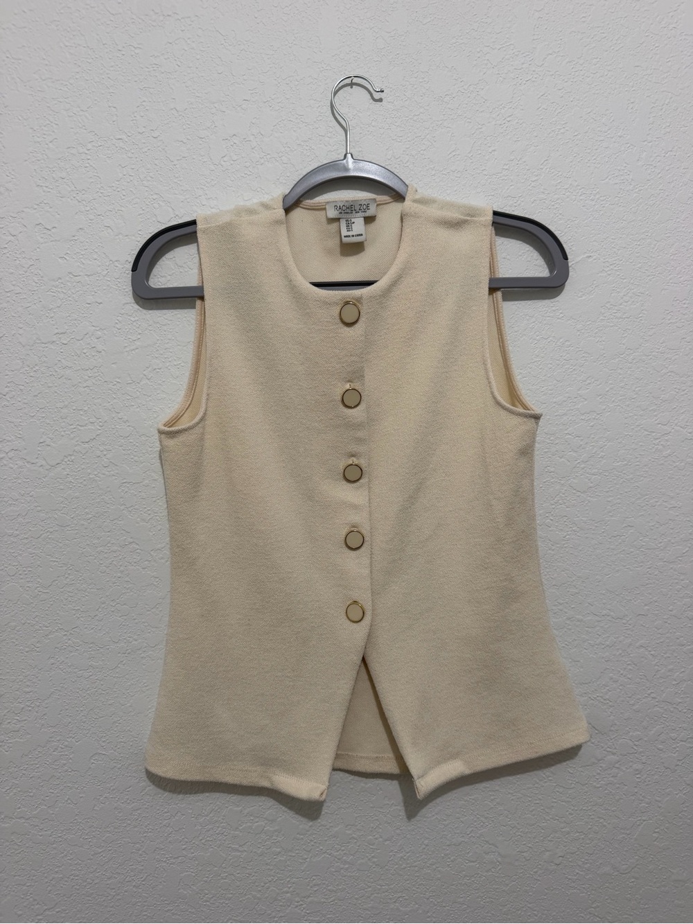Rachel Zoe Cream Sleeveless Button Vest